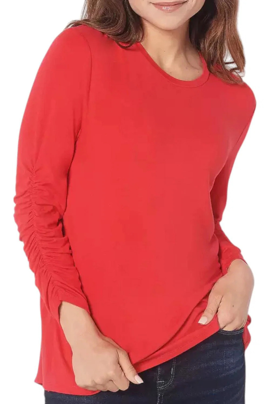 Truth + Style Women's Jersey Top w Elastic Waist Back Detail Red - Regular